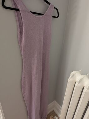 Lilac Backless See Through Knit Maxi Dress/Beach Cover Up -  Size M